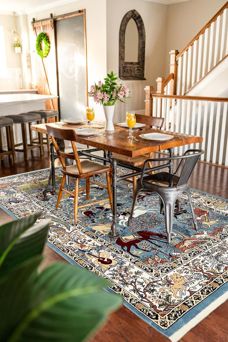 Blue 2' x 3' 1 Narenj Rectangle Area Rug 85% Polypropylene & 15% Polyester Traditional Classic Carpet for Living, Dining, Bedrooms, Office for Sale at Rug Engine