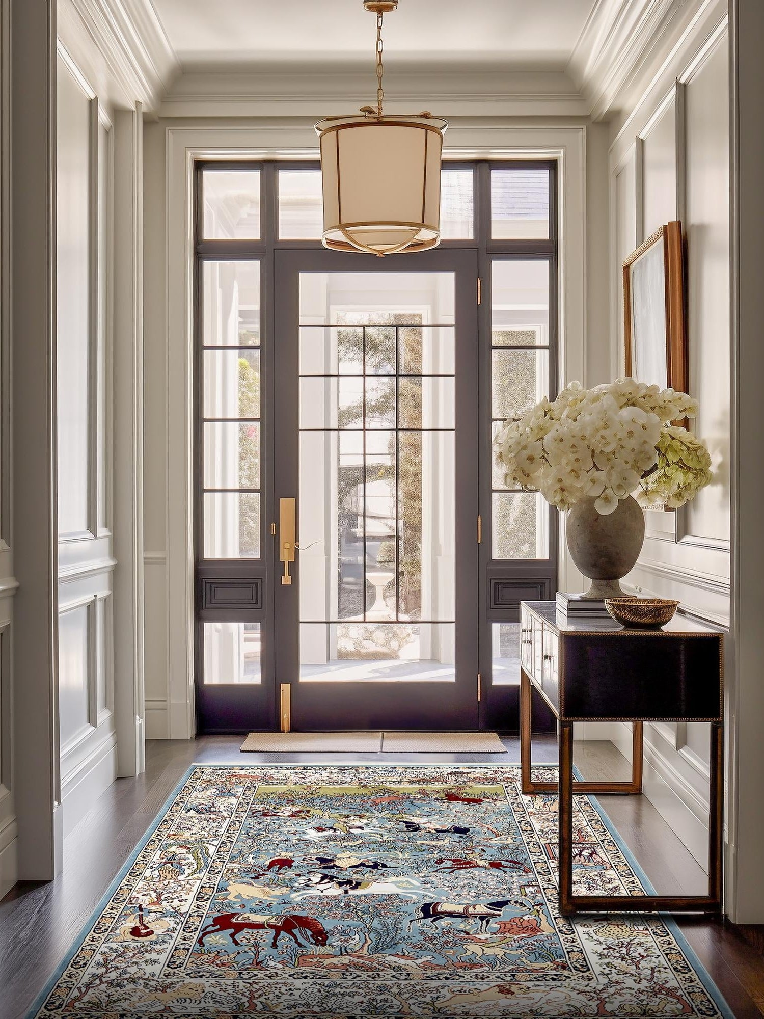 Blue 7' 1 x 10' Narenj Rectangle Area Rug 85% Polypropylene & 15% Polyester Traditional Classic Carpet for Living, Dining, Bedrooms, Office for Sale at Rug Engine