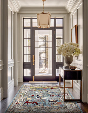 Blue 2' x 3' 1 Narenj Rectangle Area Rug 85% Polypropylene & 15% Polyester Traditional Classic Carpet for Living, Dining, Bedrooms, Office for Sale at Rug Engine