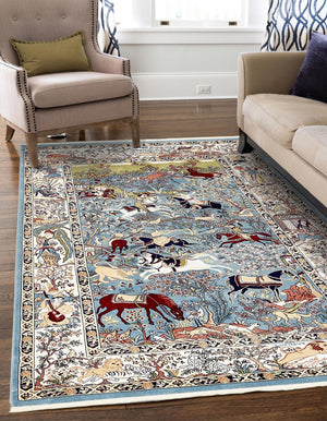 Blue 10' x 14' 1 Narenj Rectangle Area Rug 85% Polypropylene & 15% Polyester Traditional Classic Carpet for Living, Dining, Bedrooms, Office for Sale at Rug Engine