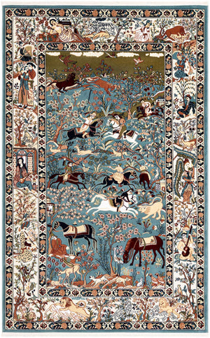 Blue 5' 3 x 8' Narenj Rectangle Area Rug 85% Polypropylene & 15% Polyester Traditional Classic Carpet for Living, Dining, Bedrooms, Office for Sale at Rug Engine