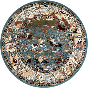 Blue 10' x 10' Narenj Round Area Rug 85% Polypropylene & 15% Polyester Traditional Classic Carpet for Living, Dining, Bedrooms, Office for Sale at Rug Engine