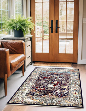 Navy Blue 10' x 13' Narenj Rectangle Area Rug 85% Polypropylene & 15% Polyester Traditional Classic Carpet for Living, Dining, Bedrooms, Office for Sale at Rug Engine