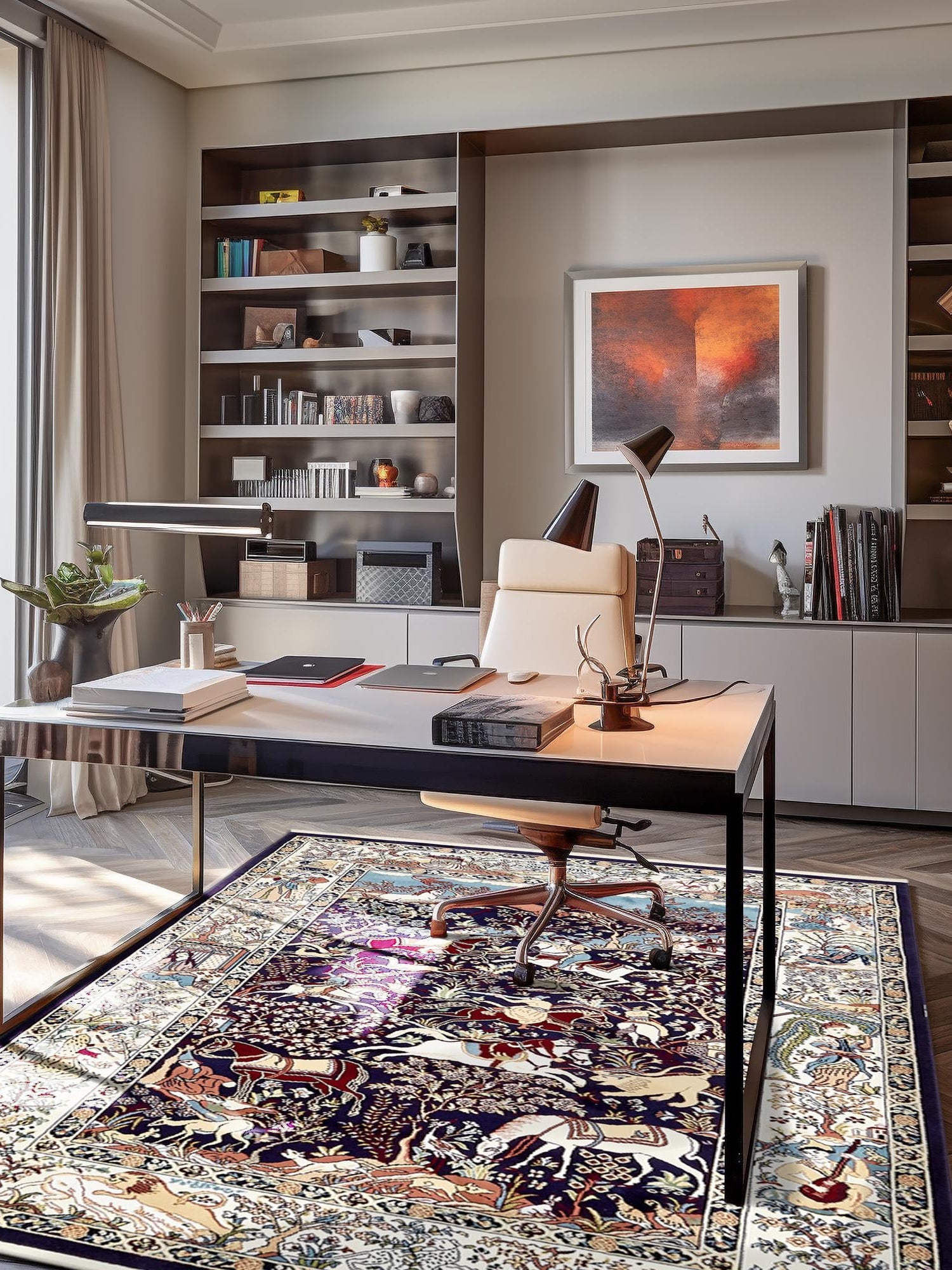 Navy Blue 10' x 13' Narenj Rectangle Area Rug 85% Polypropylene & 15% Polyester Traditional Classic Carpet for Living, Dining, Bedrooms, Office for Sale at Rug Engine