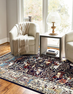 Navy Blue 10' x 13' Narenj Rectangle Area Rug 85% Polypropylene & 15% Polyester Traditional Classic Carpet for Living, Dining, Bedrooms, Office for Sale at Rug Engine