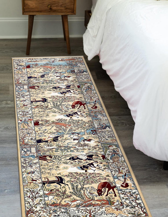 Tan 2' 11 x 13' 1 Narenj Runner Area Rug 85% Polypropylene & 15% Polyester Traditional Classic Carpet for Living, Dining, Bedrooms, Office for Sale at Rug Engine