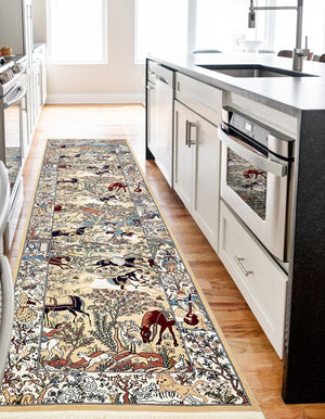 Tan 2' 11 x 13' 1 Narenj Runner Area Rug 85% Polypropylene & 15% Polyester Traditional Classic Carpet for Living, Dining, Bedrooms, Office for Sale at Rug Engine