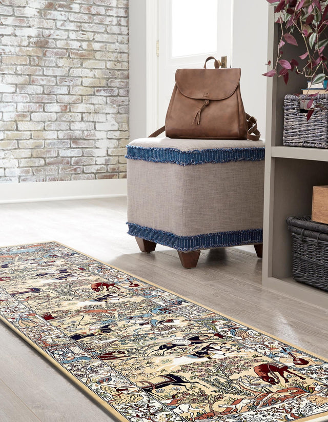 Tan 2' 11 x 13' 1 Narenj Runner Area Rug 85% Polypropylene & 15% Polyester Traditional Classic Carpet for Living, Dining, Bedrooms, Office for Sale at Rug Engine