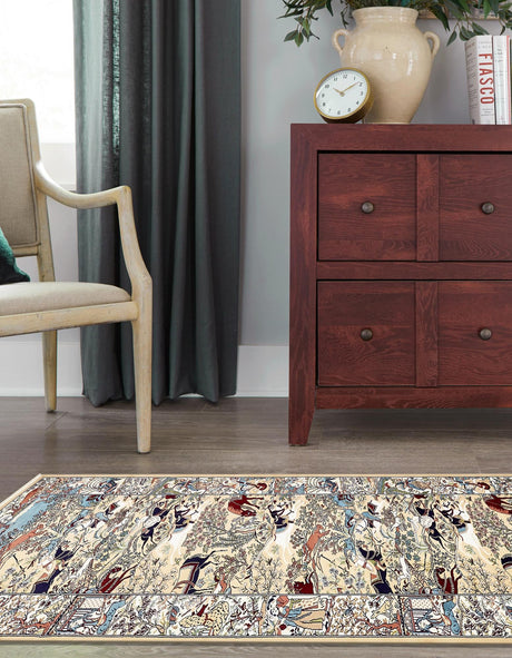 Tan 2' 11 x 13' 1 Narenj Runner Area Rug 85% Polypropylene & 15% Polyester Traditional Classic Carpet for Living, Dining, Bedrooms, Office for Sale at Rug Engine