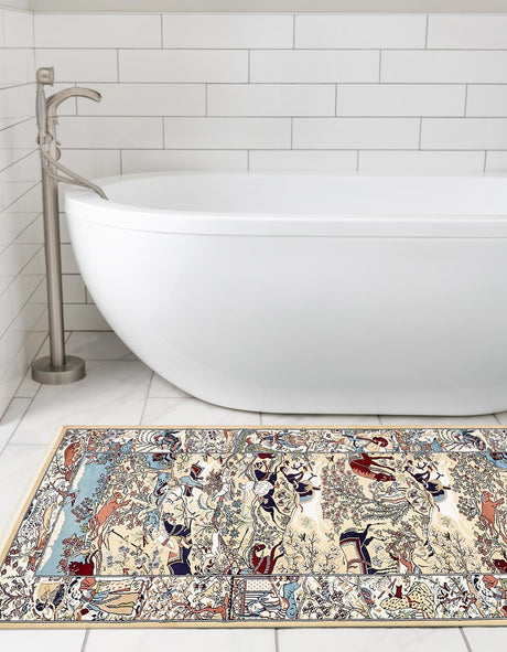 Tan 2' 11 x 13' 1 Narenj Runner Area Rug 85% Polypropylene & 15% Polyester Traditional Classic Carpet for Living, Dining, Bedrooms, Office for Sale at Rug Engine