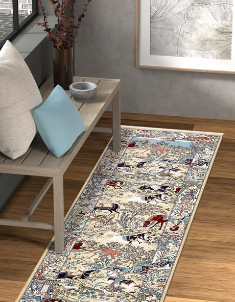 Tan 2' 11 x 13' 1 Narenj Runner Area Rug 85% Polypropylene & 15% Polyester Traditional Classic Carpet for Living, Dining, Bedrooms, Office for Sale at Rug Engine