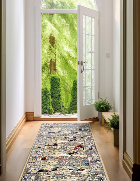 Tan 2' 11 x 13' 1 Narenj Runner Area Rug 85% Polypropylene & 15% Polyester Traditional Classic Carpet for Living, Dining, Bedrooms, Office for Sale at Rug Engine