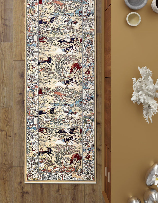 Tan 2' 11 x 13' 1 Narenj Runner Area Rug 85% Polypropylene & 15% Polyester Traditional Classic Carpet for Living, Dining, Bedrooms, Office for Sale at Rug Engine