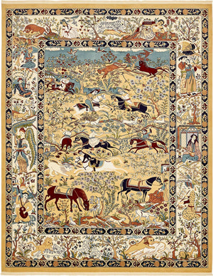 Tan 7' 10 x 10' Narenj Rectangle Area Rug 85% Polypropylene & 15% Polyester Traditional Classic Carpet for Living, Dining, Bedrooms, Office for Sale at Rug Engine