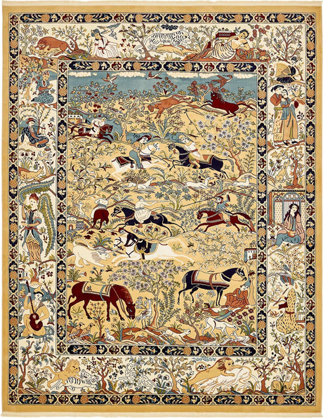 Tan 7' 10 x 10' Narenj Rectangle Area Rug 85% Polypropylene & 15% Polyester Traditional Classic Carpet for Living, Dining, Bedrooms, Office for Sale at Rug Engine