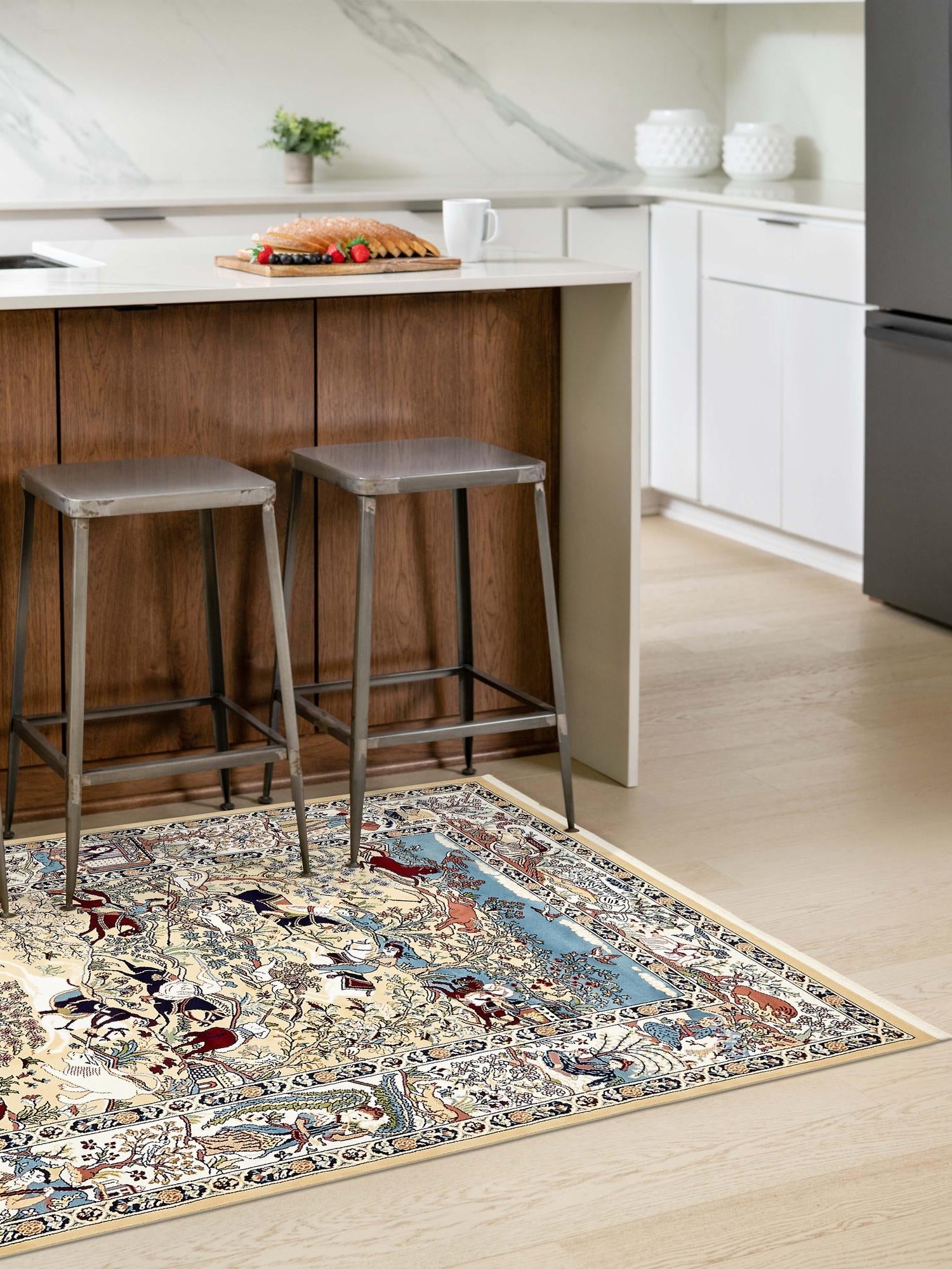 Tan 3' 1 x 5' 3 Narenj Rectangle Area Rug 85% Polypropylene & 15% Polyester Traditional Classic Carpet for Living, Dining, Bedrooms, Office for Sale at Rug Engine