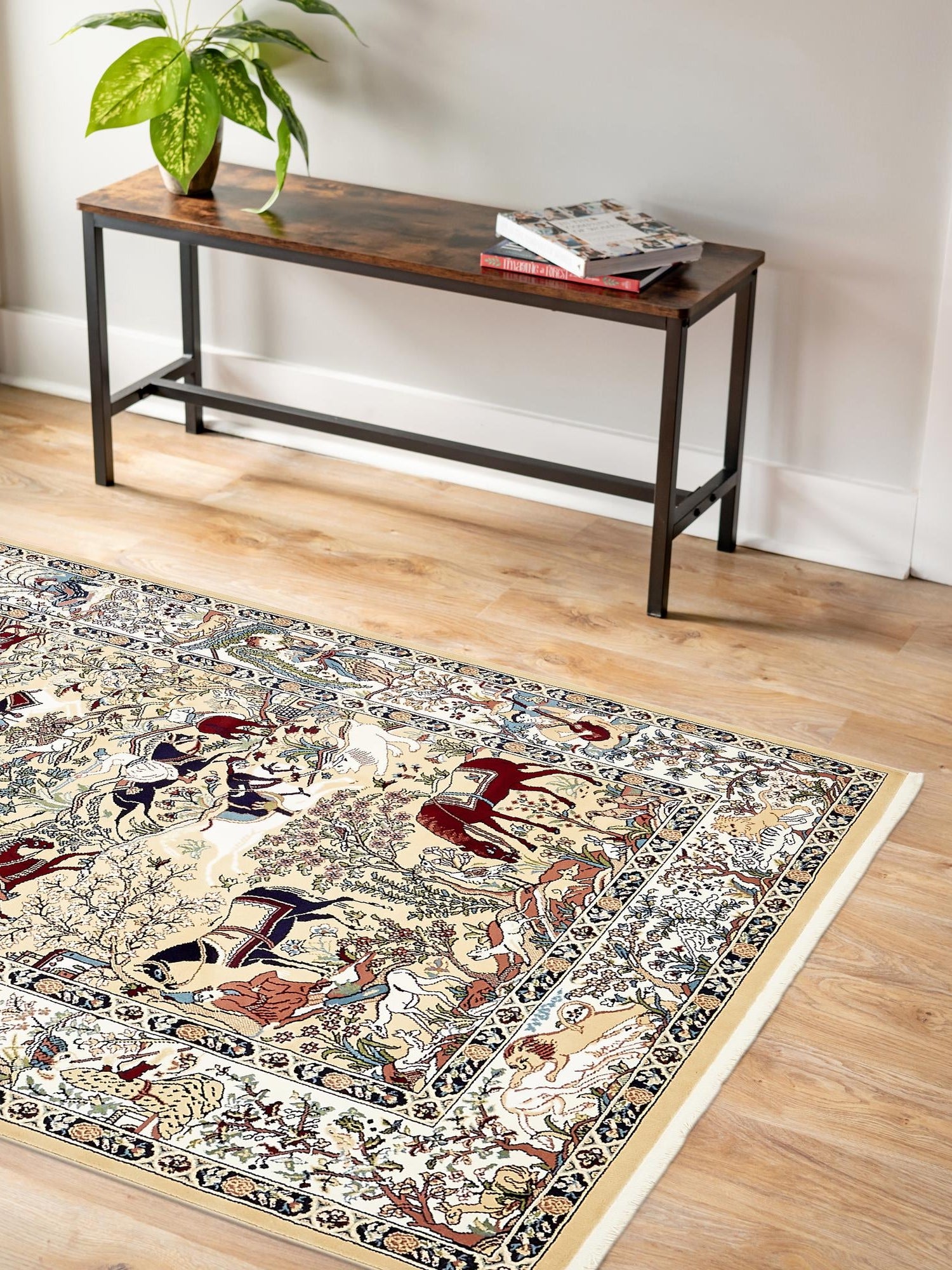 Tan 5' 3 x 8' Narenj Rectangle Area Rug 85% Polypropylene & 15% Polyester Traditional Classic Carpet for Living, Dining, Bedrooms, Office for Sale at Rug Engine