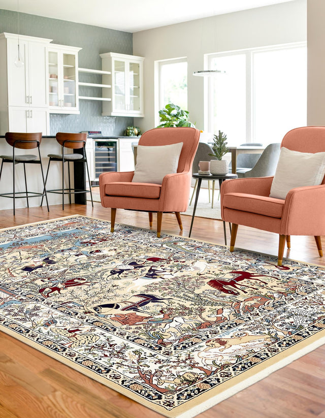 Tan 3' 1 x 5' 3 Narenj Rectangle Area Rug 85% Polypropylene & 15% Polyester Traditional Classic Carpet for Living, Dining, Bedrooms, Office for Sale at Rug Engine