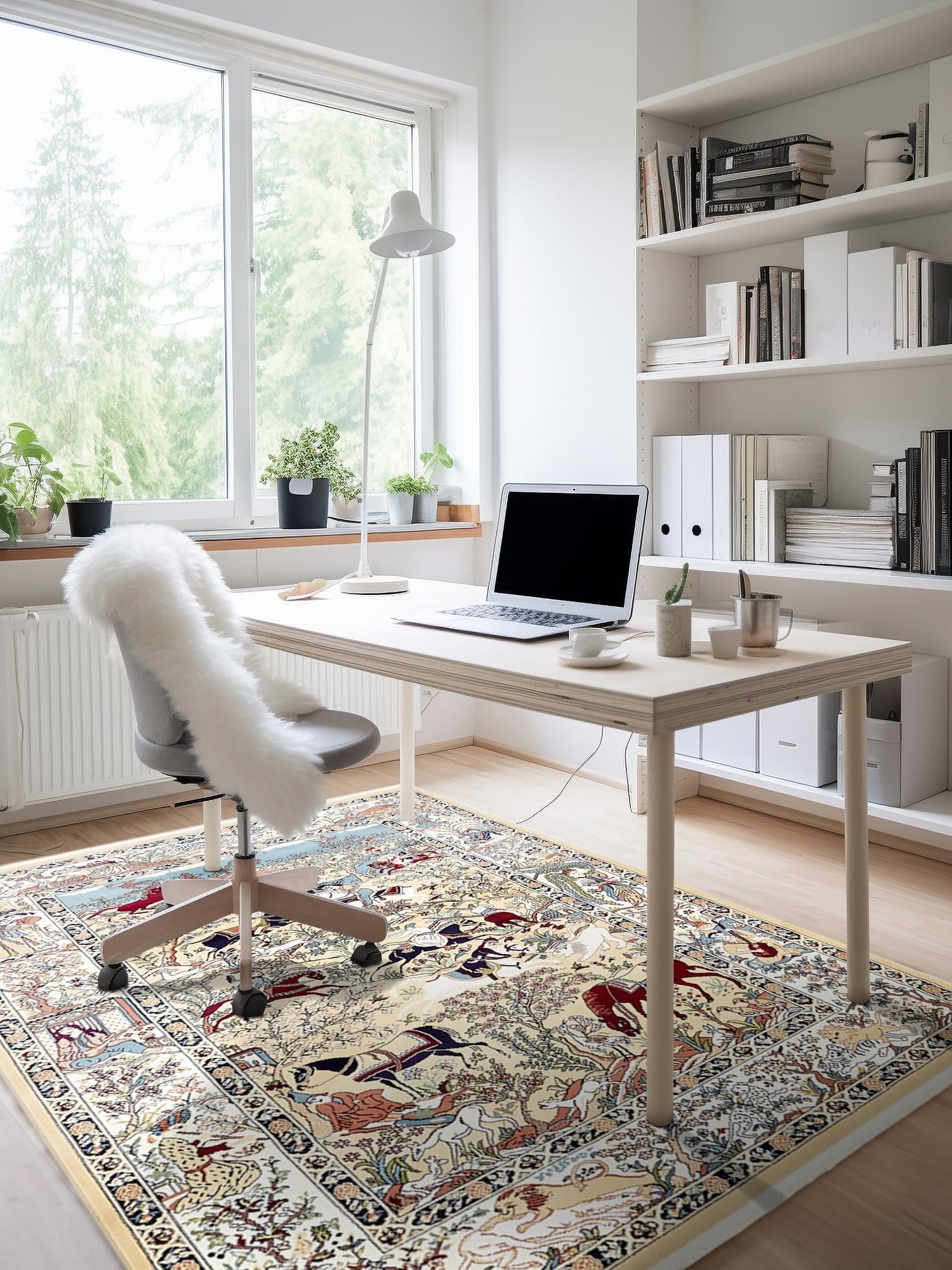 Tan 5' 3 x 8' Narenj Rectangle Area Rug 85% Polypropylene & 15% Polyester Traditional Classic Carpet for Living, Dining, Bedrooms, Office for Sale at Rug Engine