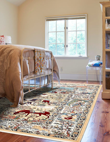 Tan 7' 10 x 10' Narenj Rectangle Area Rug 85% Polypropylene & 15% Polyester Traditional Classic Carpet for Living, Dining, Bedrooms, Office for Sale at Rug Engine