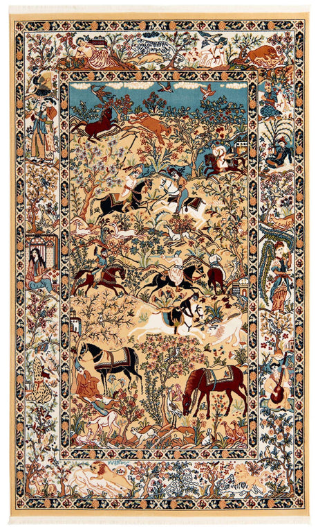 Tan 5' 3 x 8' Narenj Rectangle Area Rug 85% Polypropylene & 15% Polyester Traditional Classic Carpet for Living, Dining, Bedrooms, Office for Sale at Rug Engine