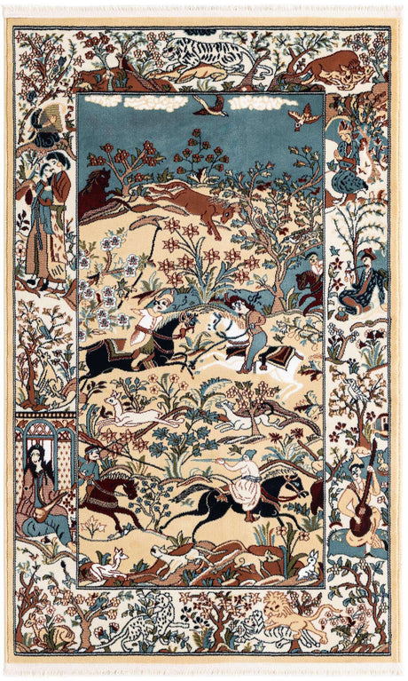 Tan 3' 1 x 5' 3 Narenj Rectangle Area Rug 85% Polypropylene & 15% Polyester Traditional Classic Carpet for Living, Dining, Bedrooms, Office for Sale at Rug Engine