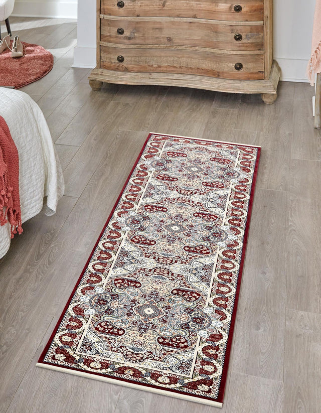Burgundy 2' 11 x 13' 1 Narenj Runner Area Rug 85% Polypropylene & 15% Polyester Traditional Classic Carpet for Living, Dining, Bedrooms, Office for Sale at Rug Engine