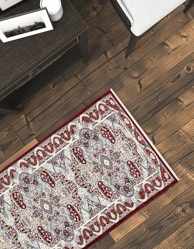 Burgundy 2' 11 x 13' 1 Narenj Runner Area Rug 85% Polypropylene & 15% Polyester Traditional Classic Carpet for Living, Dining, Bedrooms, Office for Sale at Rug Engine