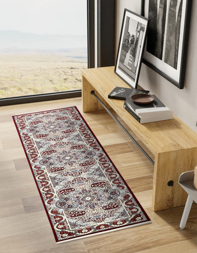 Burgundy 2' 11 x 13' 1 Narenj Runner Area Rug 85% Polypropylene & 15% Polyester Traditional Classic Carpet for Living, Dining, Bedrooms, Office for Sale at Rug Engine