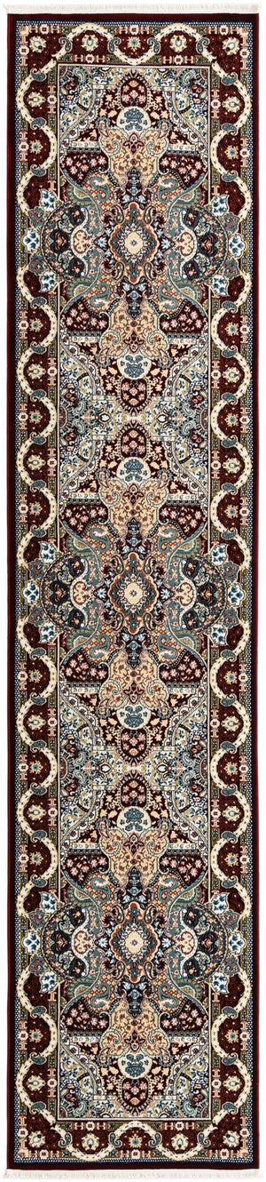Burgundy 2' 11 x 13' 1 Narenj Runner Area Rug 85% Polypropylene & 15% Polyester Traditional Classic Carpet for Living, Dining, Bedrooms, Office for Sale at Rug Engine