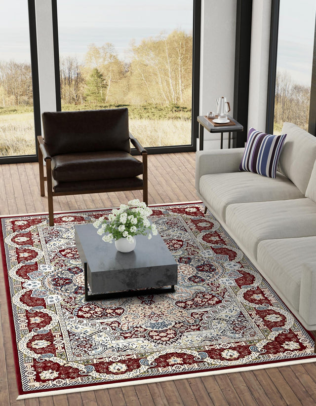 Burgundy 3' 1 x 5' 3 Narenj Rectangle Area Rug 85% Polypropylene & 15% Polyester Traditional Classic Carpet for Living, Dining, Bedrooms, Office for Sale at Rug Engine