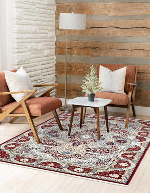 Burgundy 3' 1 x 5' 3 Narenj Rectangle Area Rug 85% Polypropylene & 15% Polyester Traditional Classic Carpet for Living, Dining, Bedrooms, Office for Sale at Rug Engine