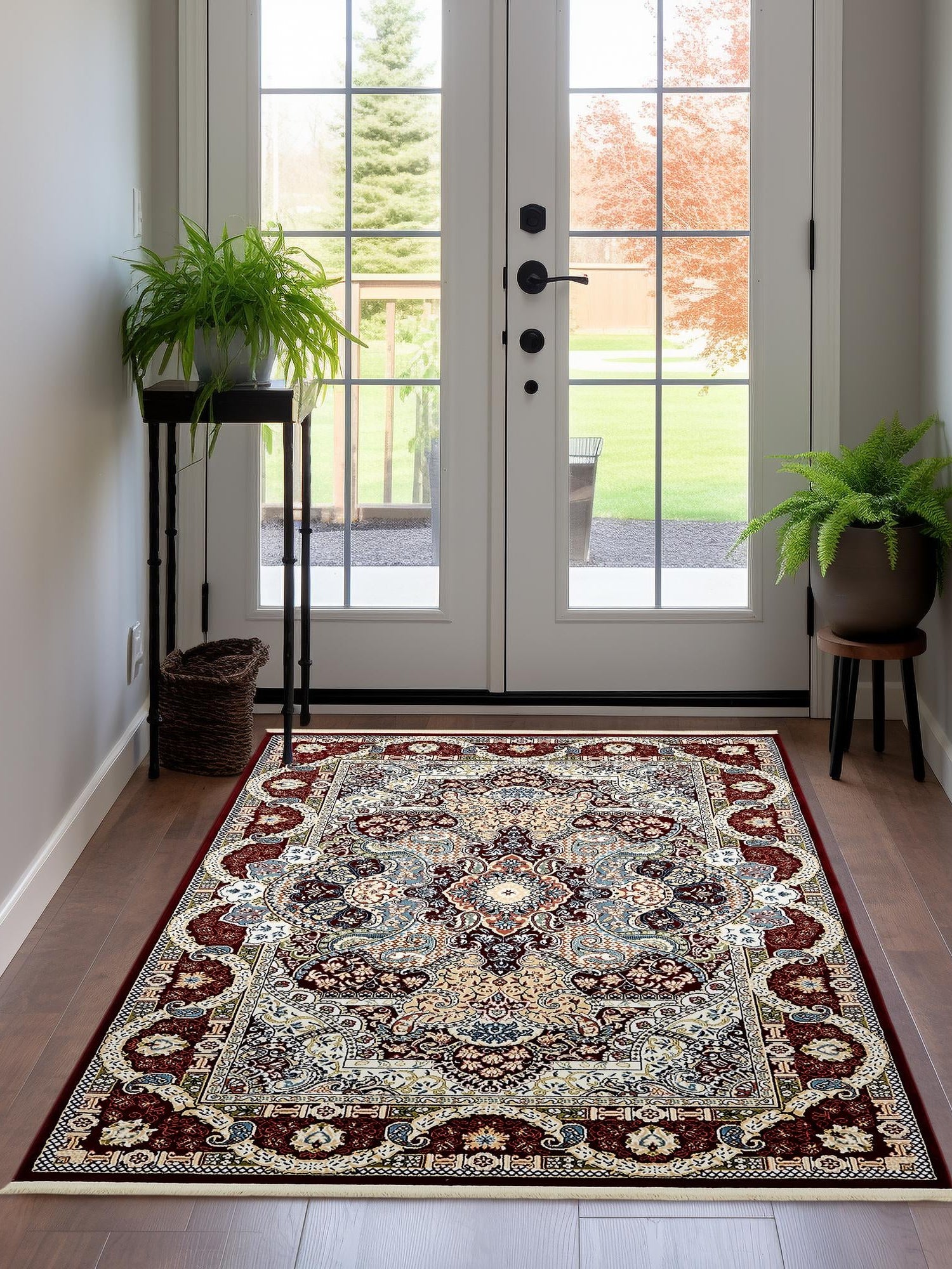 Burgundy 3' 1 x 5' 3 Narenj Rectangle Area Rug 85% Polypropylene & 15% Polyester Traditional Classic Carpet for Living, Dining, Bedrooms, Office for Sale at Rug Engine