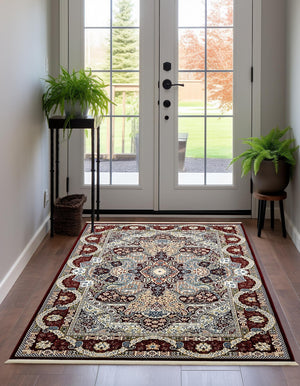 Burgundy 3' 1 x 5' 3 Narenj Rectangle Area Rug 85% Polypropylene & 15% Polyester Traditional Classic Carpet for Living, Dining, Bedrooms, Office for Sale at Rug Engine