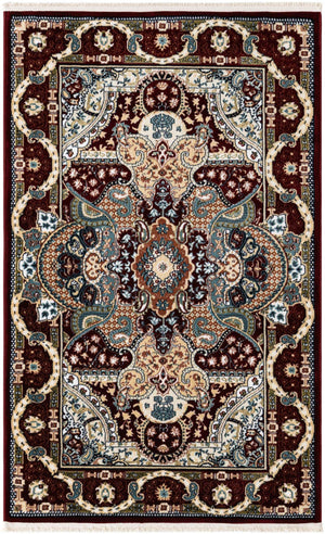 Burgundy 3' 1 x 5' 3 Narenj Rectangle Area Rug 85% Polypropylene & 15% Polyester Traditional Classic Carpet for Living, Dining, Bedrooms, Office for Sale at Rug Engine