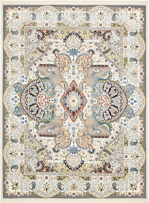 Ivory 10' x 13' Narenj Rectangle Area Rug 85% Polypropylene & 15% Polyester Traditional Classic Carpet for Living, Dining, Bedrooms, Office for Sale at Rug Engine