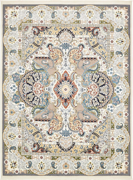 Ivory 10' x 13' Narenj Rectangle Area Rug 85% Polypropylene & 15% Polyester Traditional Classic Carpet for Living, Dining, Bedrooms, Office for Sale at Rug Engine