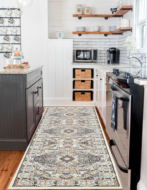 Ivory 2' 11 x 13' 1 Narenj Runner Area Rug 85% Polypropylene & 15% Polyester Traditional Classic Carpet for Living, Dining, Bedrooms, Office for Sale at Rug Engine