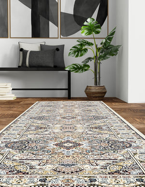 Ivory 2' 11 x 13' 1 Narenj Runner Area Rug 85% Polypropylene & 15% Polyester Traditional Classic Carpet for Living, Dining, Bedrooms, Office for Sale at Rug Engine
