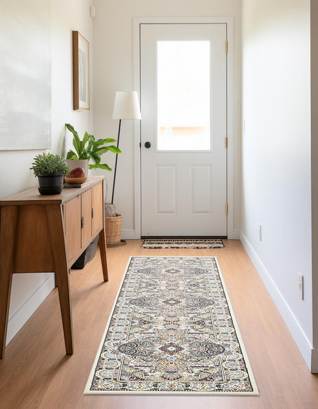 Ivory 2' 11 x 13' 1 Narenj Runner Area Rug 85% Polypropylene & 15% Polyester Traditional Classic Carpet for Living, Dining, Bedrooms, Office for Sale at Rug Engine