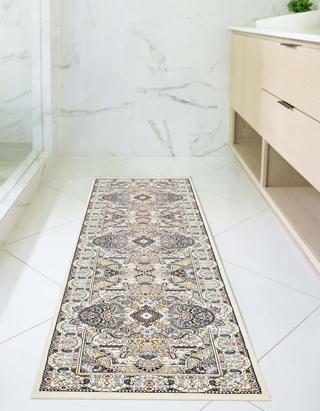 Ivory 2' 11 x 13' 1 Narenj Runner Area Rug 85% Polypropylene & 15% Polyester Traditional Classic Carpet for Living, Dining, Bedrooms, Office for Sale at Rug Engine
