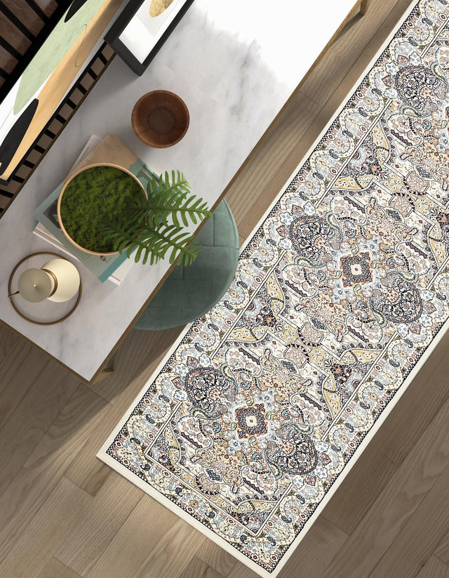 Ivory 2' 11 x 13' 1 Narenj Runner Area Rug 85% Polypropylene & 15% Polyester Traditional Classic Carpet for Living, Dining, Bedrooms, Office for Sale at Rug Engine