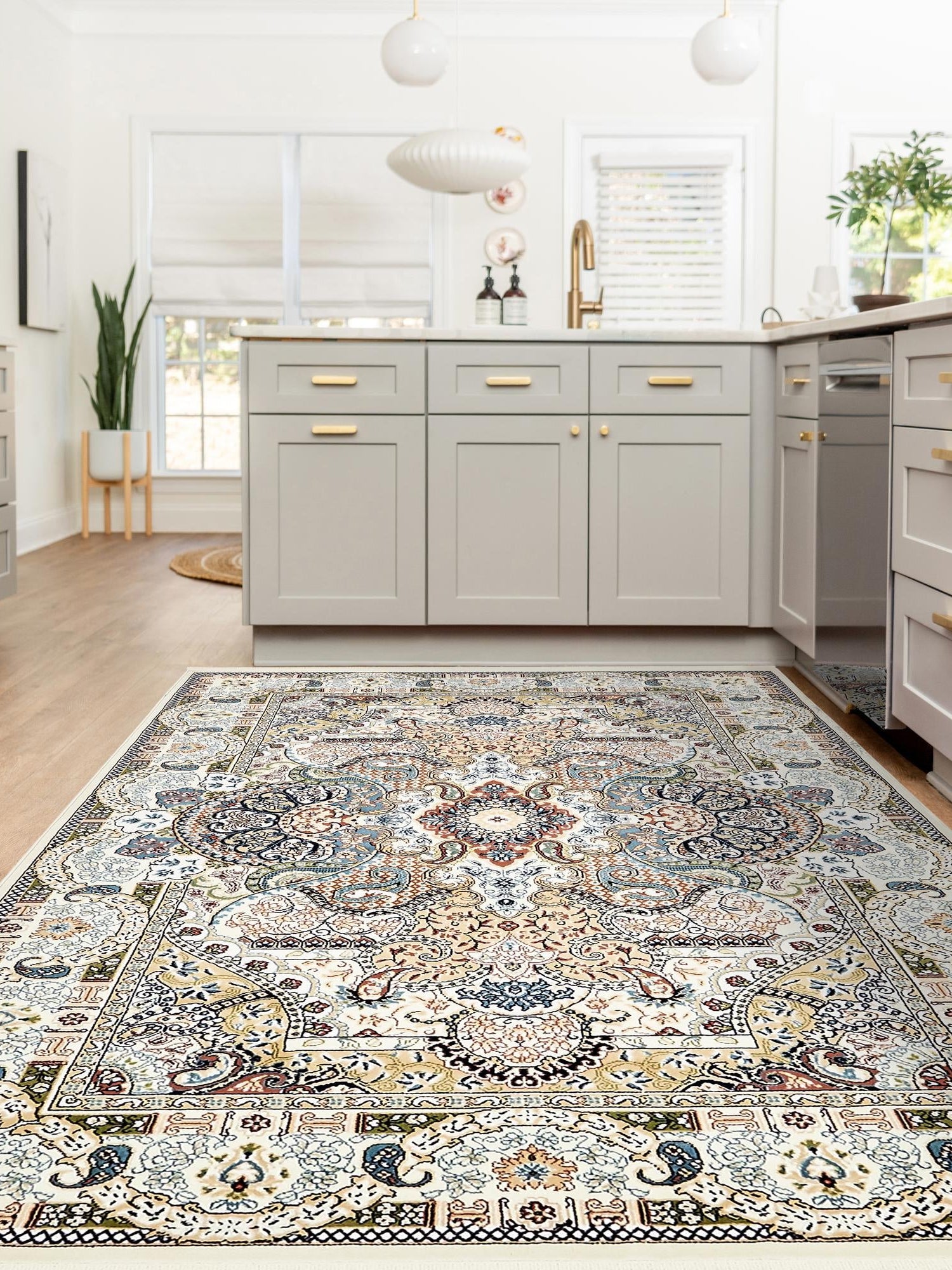 Ivory 10' x 13' Narenj Rectangle Area Rug 85% Polypropylene & 15% Polyester Traditional Classic Carpet for Living, Dining, Bedrooms, Office for Sale at Rug Engine