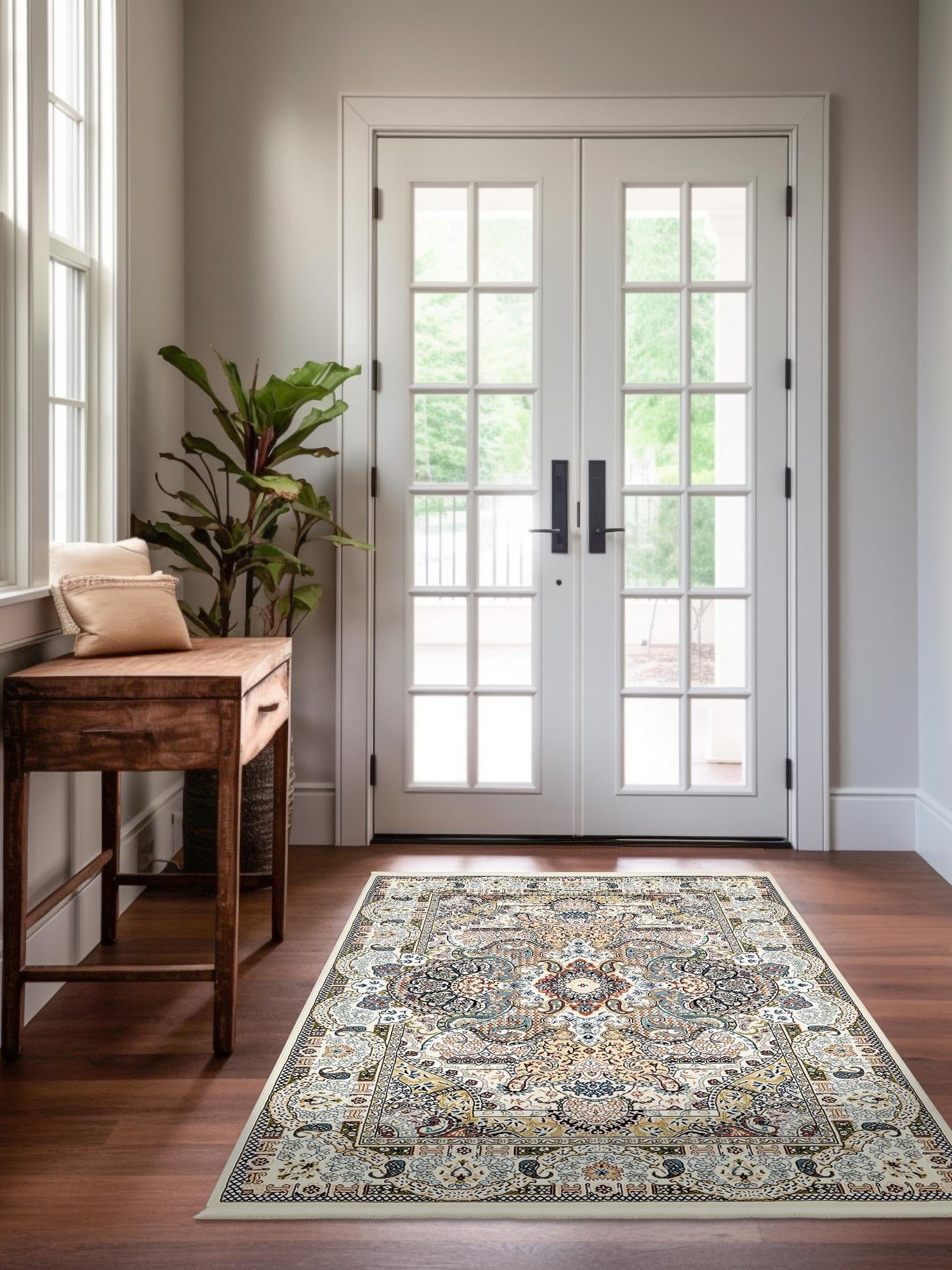Ivory 10' x 13' Narenj Rectangle Area Rug 85% Polypropylene & 15% Polyester Traditional Classic Carpet for Living, Dining, Bedrooms, Office for Sale at Rug Engine