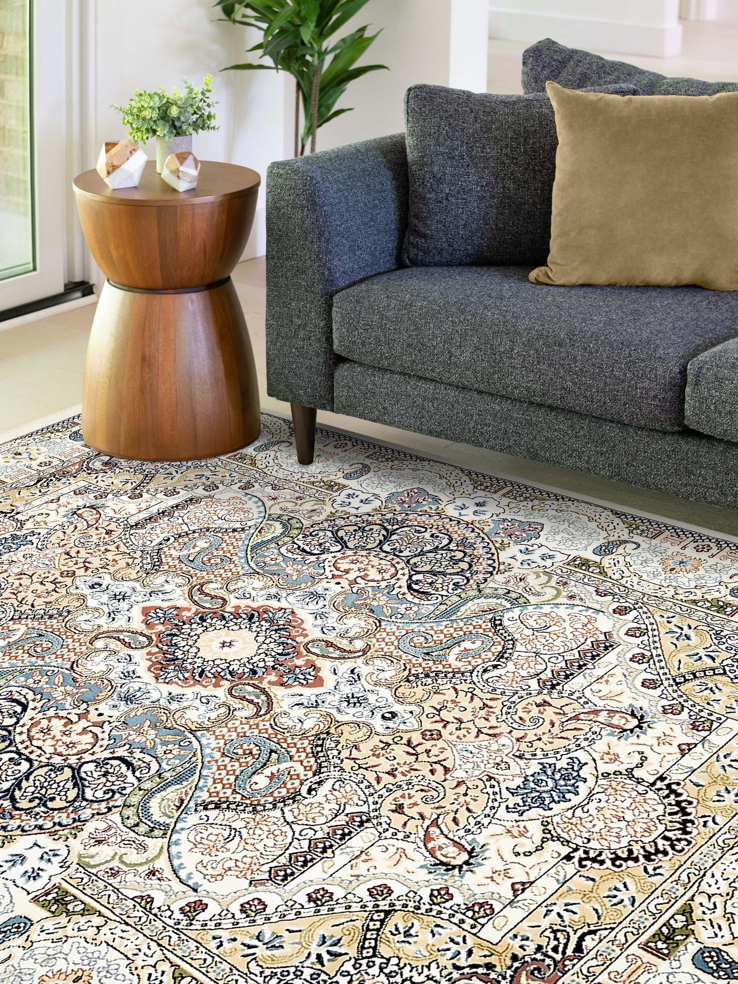 Ivory 10' x 13' Narenj Rectangle Area Rug 85% Polypropylene & 15% Polyester Traditional Classic Carpet for Living, Dining, Bedrooms, Office for Sale at Rug Engine