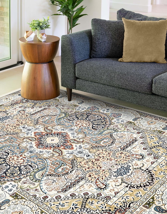 Ivory 10' x 13' Narenj Rectangle Area Rug 85% Polypropylene & 15% Polyester Traditional Classic Carpet for Living, Dining, Bedrooms, Office for Sale at Rug Engine