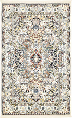 Ivory 5' 3 x 8' Narenj Rectangle Area Rug 85% Polypropylene & 15% Polyester Traditional Classic Carpet for Living, Dining, Bedrooms, Office for Sale at Rug Engine
