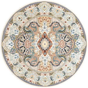 Ivory 10' x 10' Narenj Round Area Rug 85% Polypropylene & 15% Polyester Traditional Classic Carpet for Living, Dining, Bedrooms, Office for Sale at Rug Engine