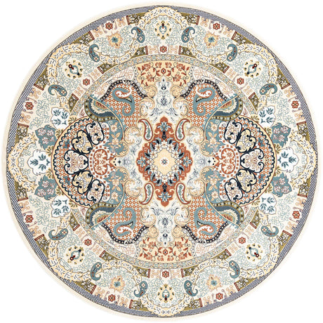Ivory 10' x 10' Narenj Round Area Rug 85% Polypropylene & 15% Polyester Traditional Classic Carpet for Living, Dining, Bedrooms, Office for Sale at Rug Engine
