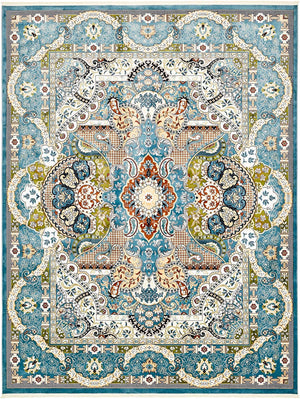 Blue 10' x 13' Narenj Rectangle Area Rug 85% Polypropylene & 15% Polyester Traditional Classic Carpet for Living, Dining, Bedrooms, Office for Sale at Rug Engine